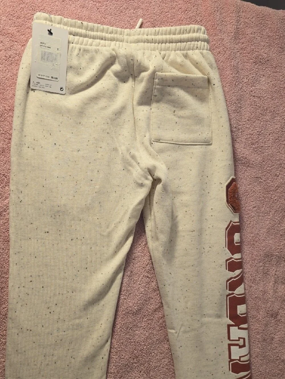 Jordan Kids Cream Speckled Joggers with Red Stripe Unisex